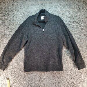 Old Navy Sweater Mens Large Gray Quarter-Zip Pullover 100% Polyester